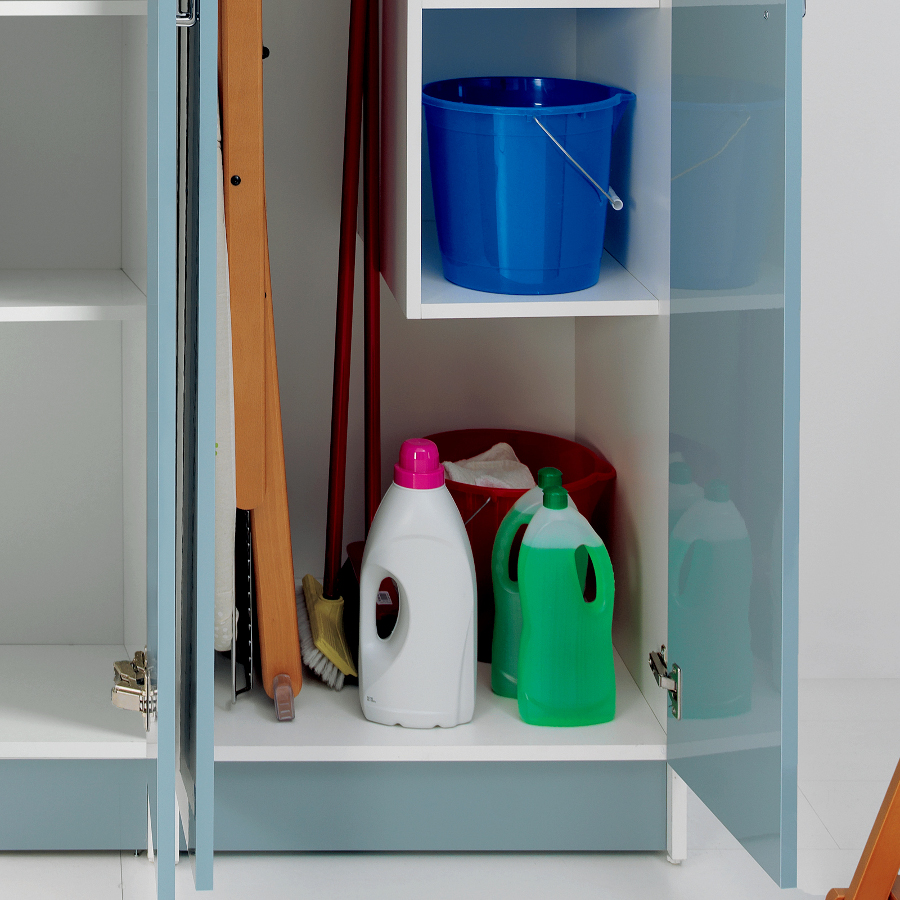 Laundry column two doors with shelves and containers Colf