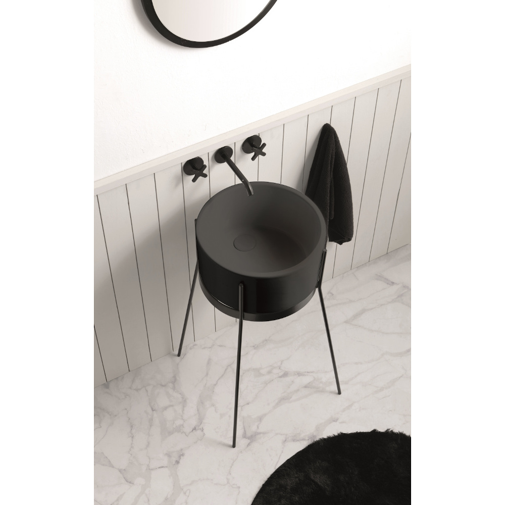 Washbasin with structure Ibrido Round Matt Cosmos Grey