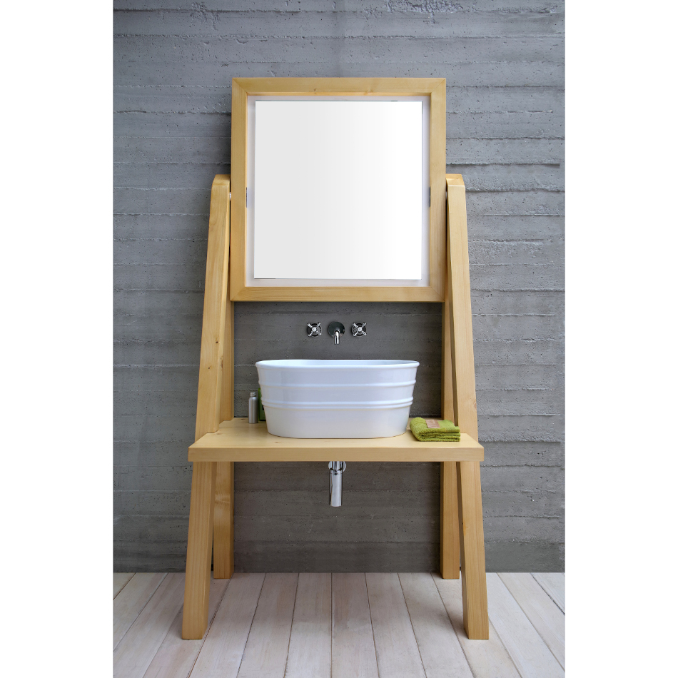 Wooden washbasin cabinet cm 100x204 Camerino