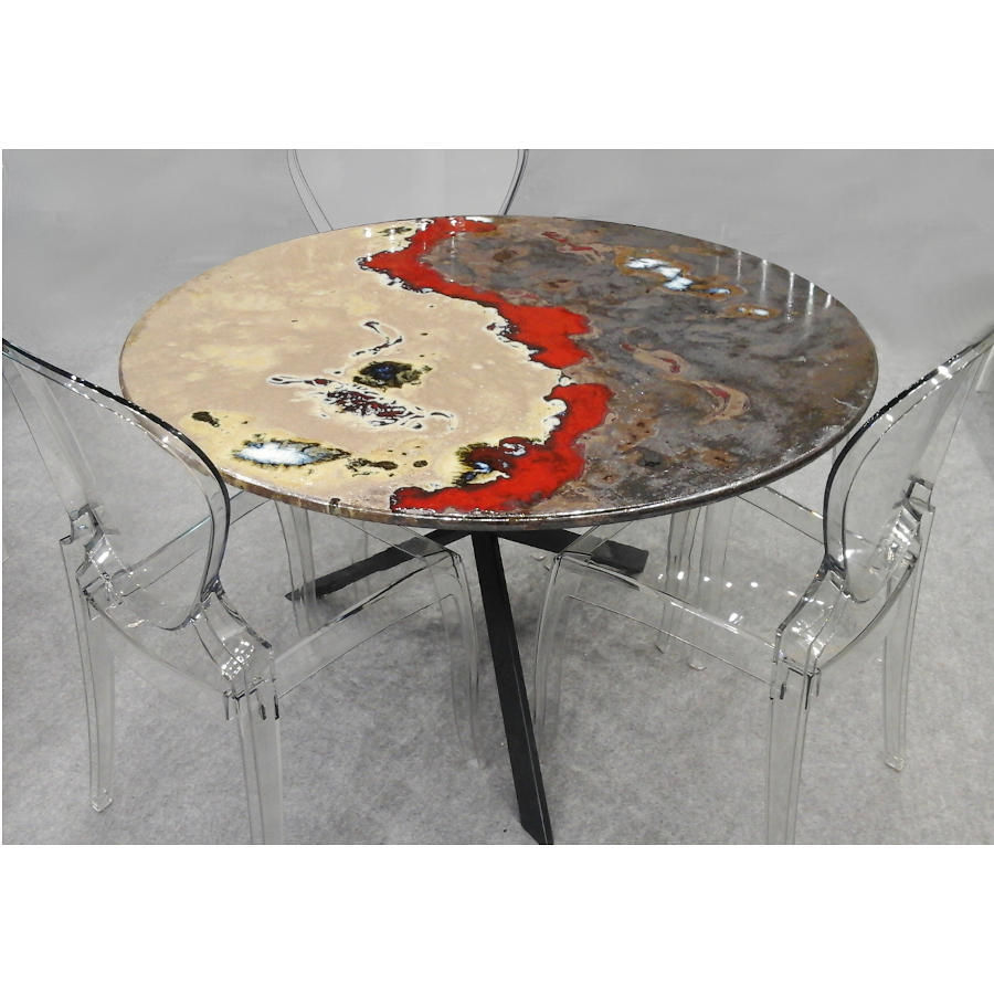 Round modern lava stone tabletop Red Rocks